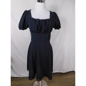 Womens Small Puff Sleeve Dress Lace Trim Empire Waist Gothic Cottagecore